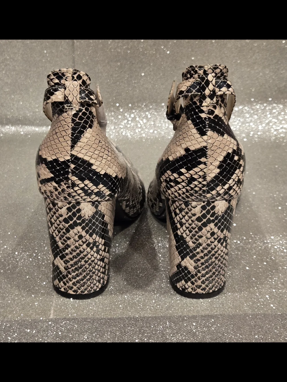 Marc Fisher Snake-print Pumps W/ Ankle Strap